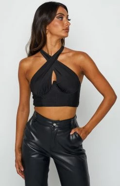 Beginning Boutique Tops Senorita Black Halter Top