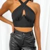 Beginning Boutique Tops Senorita Black Halter Top