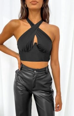 Beginning Boutique Tops Senorita Black Halter Top