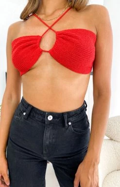 BB Exclusive Seoul Red Halter Crop Top Tops