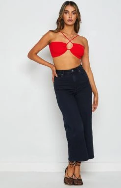 BB Exclusive Seoul Red Halter Crop Top Tops