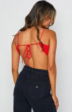 BB Exclusive Seoul Red Halter Crop Top Tops