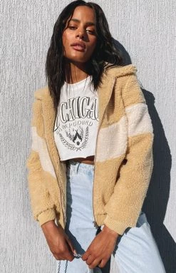 Beginning Boutique September Sky Teddy Jacket Tan Outerwear