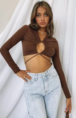 BB Exclusive Serena Crop Top Brown Tops