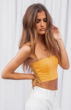 BB Exclusive Serendipity Yellow Strapless Corset Top Tops