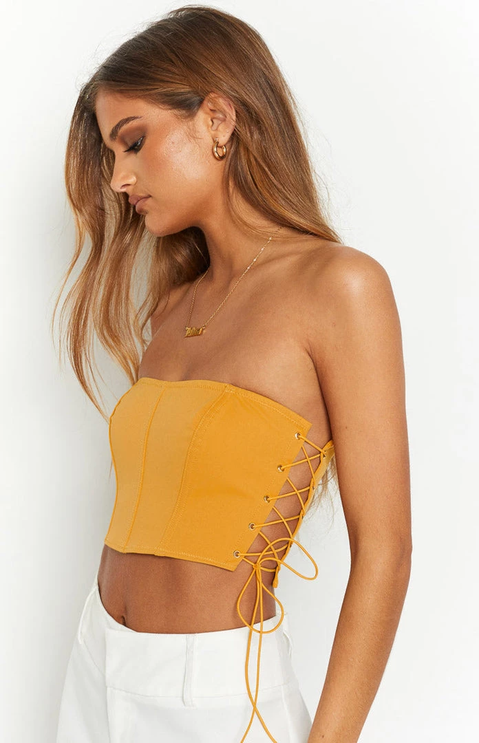 BB Exclusive Serendipity Yellow Strapless Corset Top Tops 3 BB Exclusive Serendipity Yellow Strapless Corset Top Tops