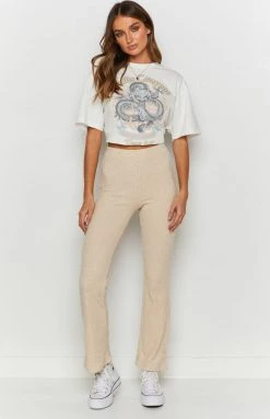 Beginning Boutique Serene Knit Pants Beige Bottoms