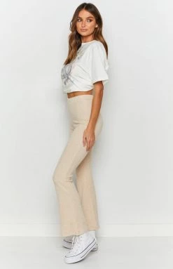 Beginning Boutique Serene Knit Pants Beige Bottoms