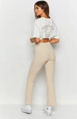 Beginning Boutique Serene Knit Pants Beige Bottoms