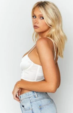 BB Exclusive Shania White Satin Top