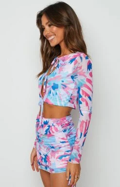 BB Exclusive Tops Shaula Pink Front Tie Mesh Top