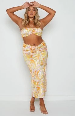 Emma Rose X Beginning Boutique She's 25 Yellow Print Crop Top Tops