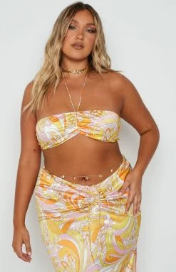 Emma Rose X Beginning Boutique She's 25 Yellow Print Crop Top Tops