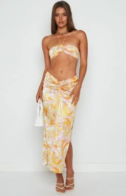 Emma Rose X Beginning Boutique She's 25 Yellow Print Maxi Skirt