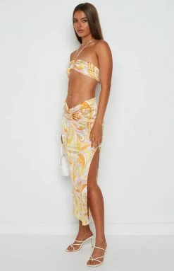 Emma Rose X Beginning Boutique She's 25 Yellow Print Maxi Skirt