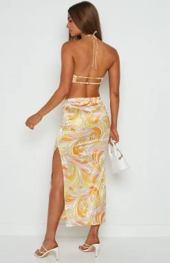 Emma Rose X Beginning Boutique She's 25 Yellow Print Maxi Skirt