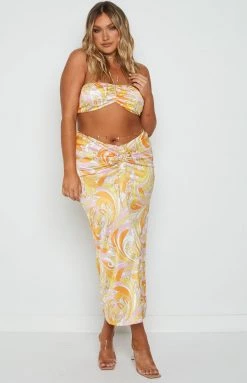 Emma Rose X Beginning Boutique She's 25 Yellow Print Maxi Skirt