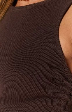 Beginning Boutique Dresses Shelley Side Ruched Mini Dress Brown