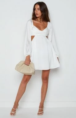 Beginning Boutique Sherla White Long Sleeve Mini Dress