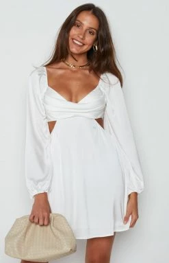 Beginning Boutique Sherla White Long Sleeve Mini Dress