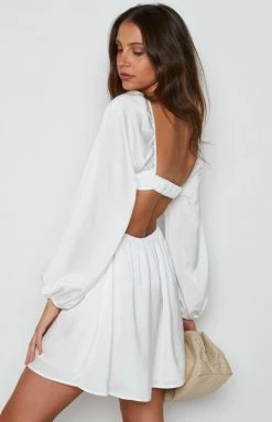 Beginning Boutique Sherla White Long Sleeve Mini Dress