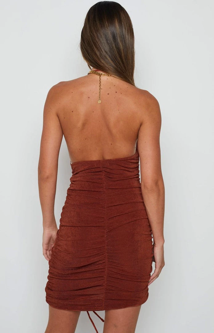 Beginning Boutique Sidney Brown Ruched Dress 6 Beginning Boutique Sidney Brown Ruched Dress