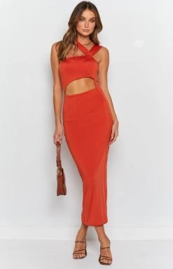 Beginning Boutique Dresses Sienna Midi Dress Orange