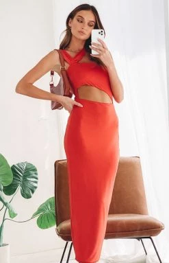 Beginning Boutique Dresses Sienna Midi Dress Orange