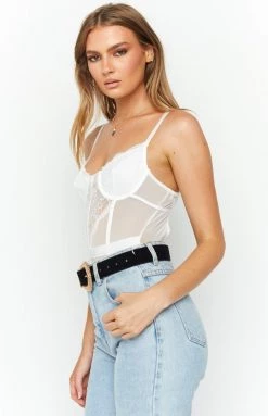 Beginning Boutique Tops Silhouette White Lace Bodysuit 11 Beginning Boutique Tops Silhouette White Lace Bodysuit