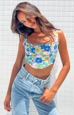 BB Exclusive Silvie Blue Floral Top