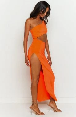 BB Exclusive Simone Orange Cut Out Maxi Dress