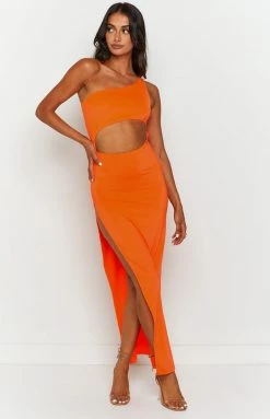 BB Exclusive Simone Orange Cut Out Maxi Dress