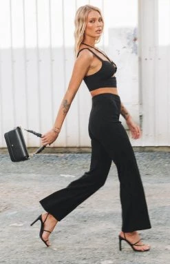 Beginning Boutique Bottoms Sriya Wide Leg Pants Black