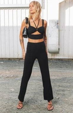 Beginning Boutique Bottoms Sriya Wide Leg Pants Black