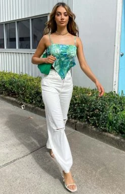 Beginning Boutique Tops Sisha Printed Scarf Top Green