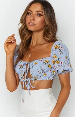 BB Exclusive Tops Skipping Stones Bustier Crop Top Blue Floral 12 BB Exclusive Tops Skipping Stones Bustier Crop Top Blue Floral