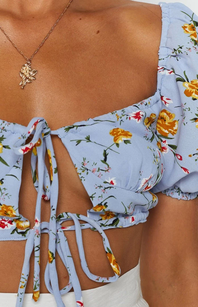 BB Exclusive Tops Skipping Stones Bustier Crop Top Blue Floral 7 BB Exclusive Tops Skipping Stones Bustier Crop Top Blue Floral