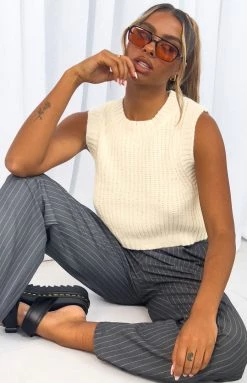 Beginning Boutique New Snoh White Knit Tank
