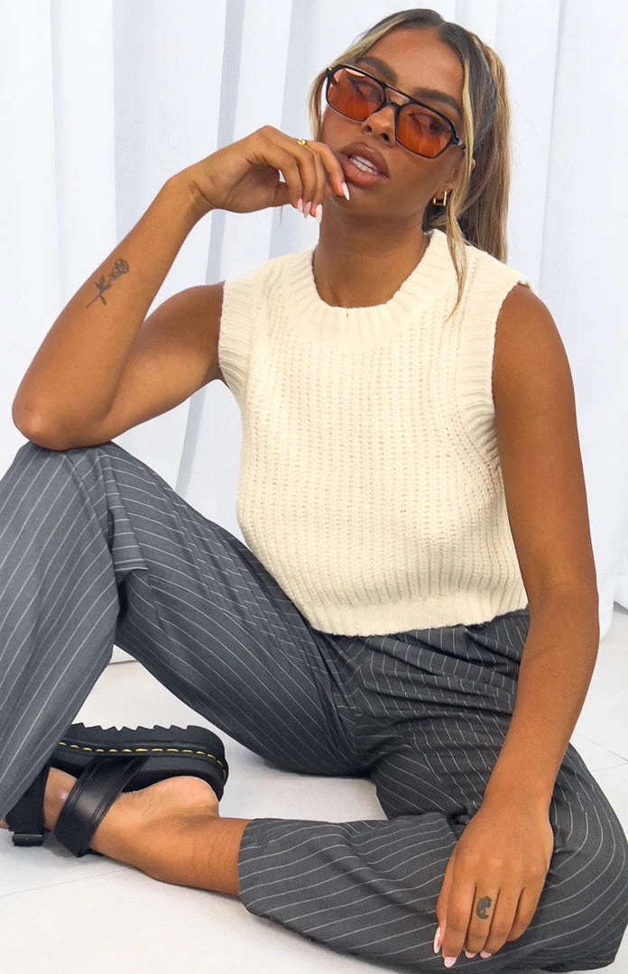 Beginning Boutique New Snoh White Knit Tank 2 Beginning Boutique New Snoh White Knit Tank