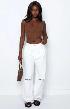 Beginning Boutique So Bold Scarf Top Brown Tops