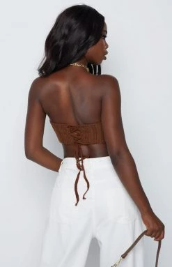 Beginning Boutique So Bold Scarf Top Brown Tops