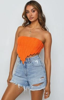 Beginning Boutique Tops So Bold Scarf Top Orange