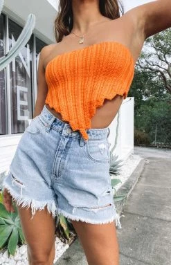 Beginning Boutique Tops So Bold Scarf Top Orange