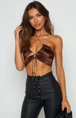 BB Exclusive So Peachy Crop Brown Tops