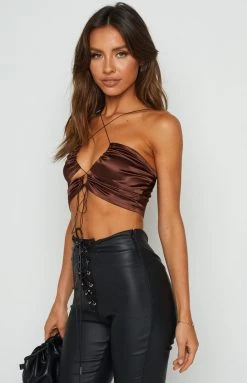 BB Exclusive So Peachy Crop Brown Tops
