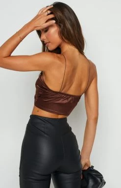 BB Exclusive So Peachy Crop Brown Tops