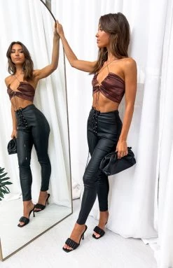 BB Exclusive So Peachy Crop Brown Tops