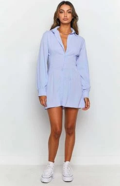 BB Exclusive Dresses Social Mini Shirt Dress Blue