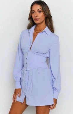 BB Exclusive Dresses Social Mini Shirt Dress Blue