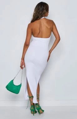 BB Exclusive Sofia Halter Midi Dress White Dresses
